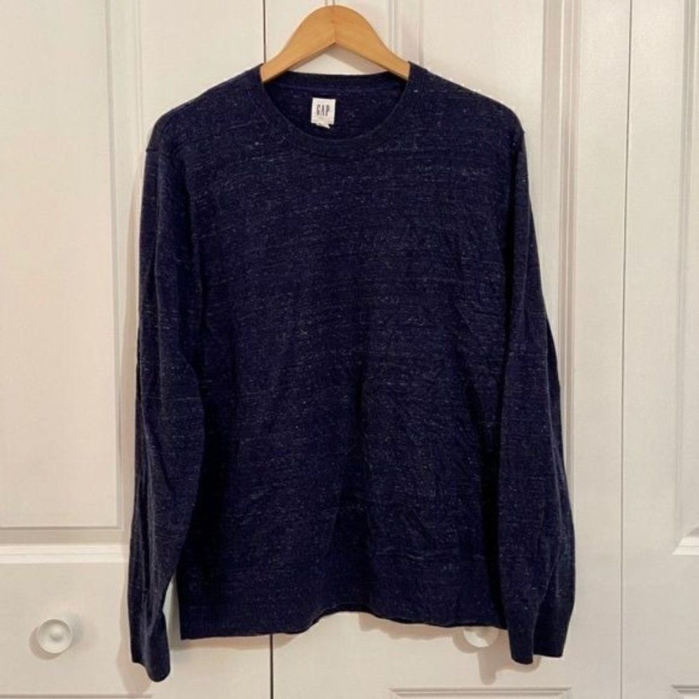 Gap Navy Blue Cotton Blend Crew Neck Long Sleeve Sweater Large